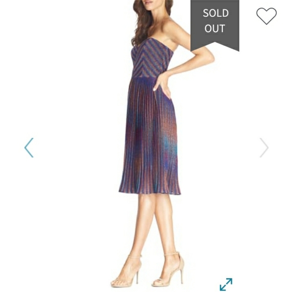 Dress the Population Rosalie Metallic Striped Strapless Dress Size Small NWT - Picture 13 of 16